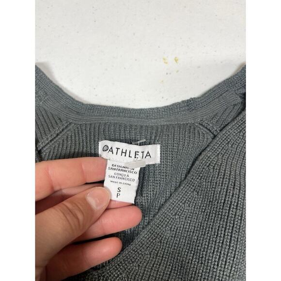 ATHLETA Hanover V-Neck Sweater Merino Wool Blend Knit Size S Gray - Picture 2 of 6